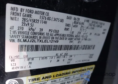 2020 Lincoln Navigator Reserve z USA, uszkodzony, nr VIN 5LMJJ2LTXLEL12149